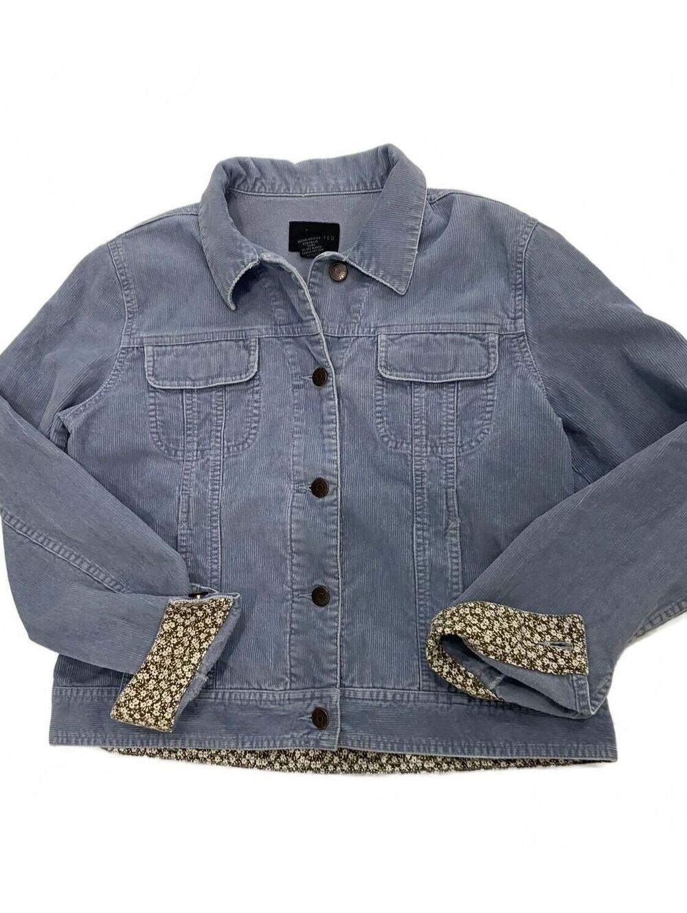 The Limited Women's Light Blue Corduroy Jacket with Floral Lining, Size M